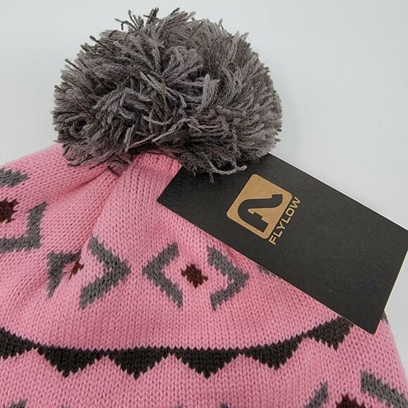 Flylow Revival Pom Beanie Taffy Pink Knit Hat Unisex Size OSFM - Picture 4 of 6